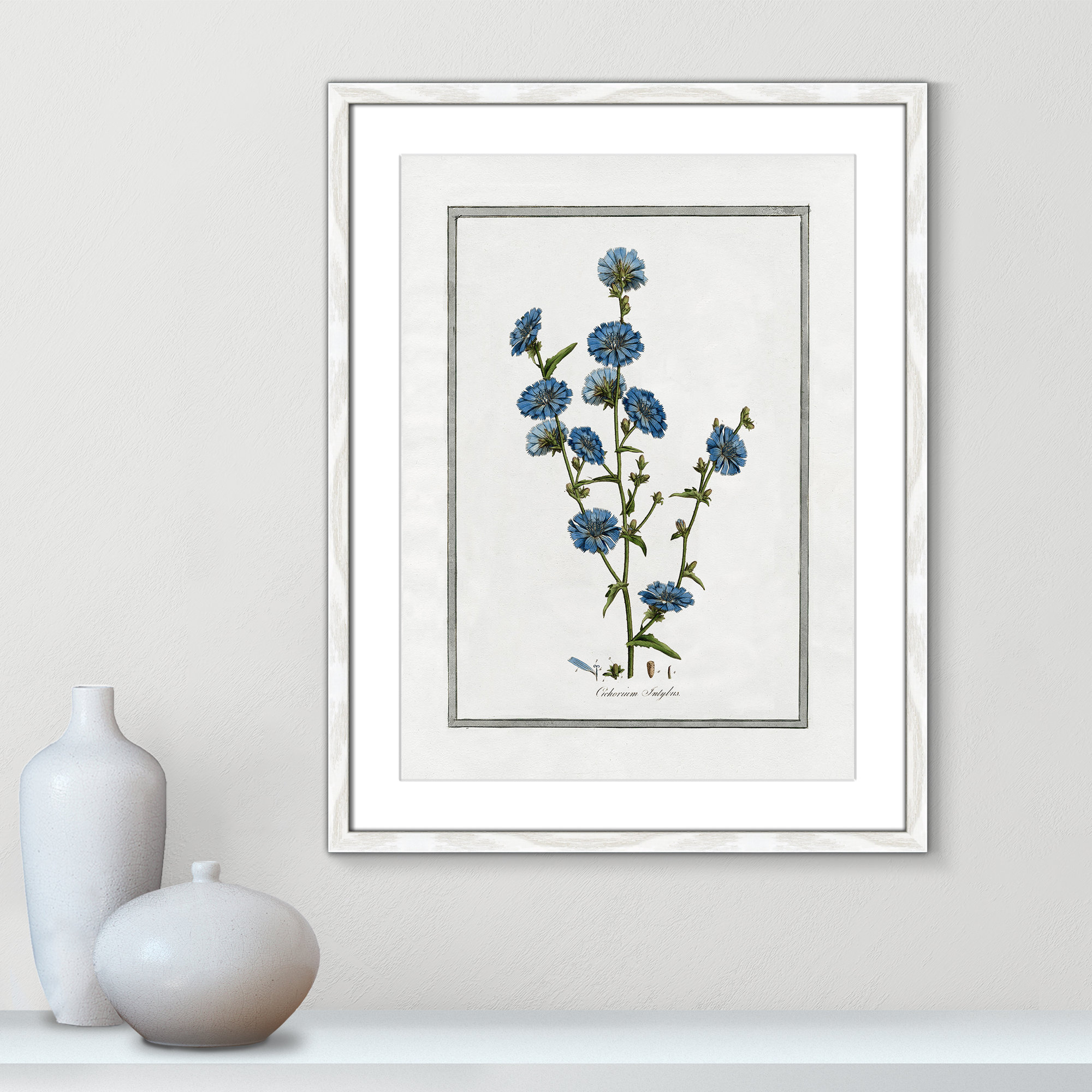 Soft Botanical I - Framed Art Full Bleed, 17" W x 23" H, White Framed
