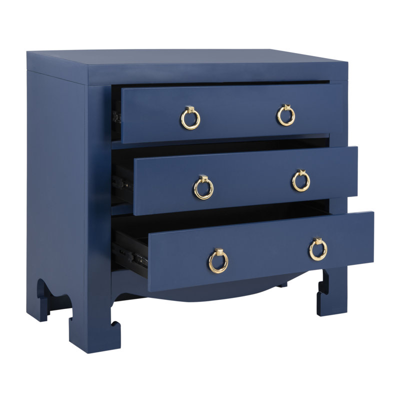 Elegant 31.9'' Wide Nightstand – Durable Clean-Lined Wood Frame Chest Perfect for Bedroom or Office, Blue