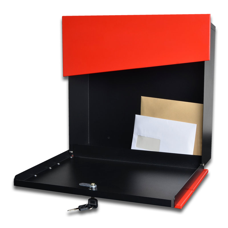 Adigun Steel Wall Mounted Post Box, Red