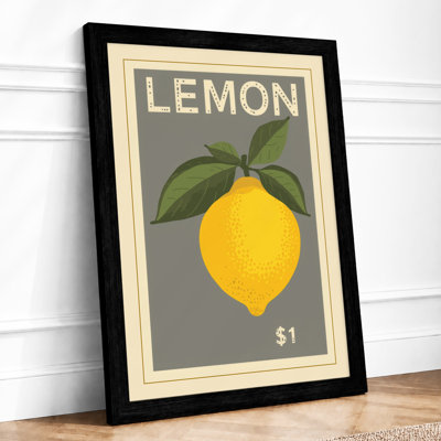 Lemon Price Label Retro - Framed Print