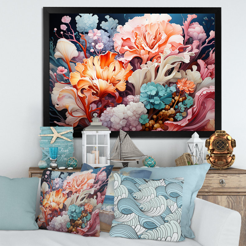 Pink Anemone Dance, reproduction d'art sur toile, H 34 po x l 44 po x P 1,5 po, Cadre simple noir