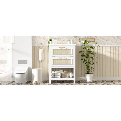 Meuble-lavabo simple de 24 po, lavabo intégré, peu encombrant, conception élégante, assemblage rapide, compatibilité de robinet de 4 po, intégration en céramique de qualité, quincaillerie, compatibilité facile
