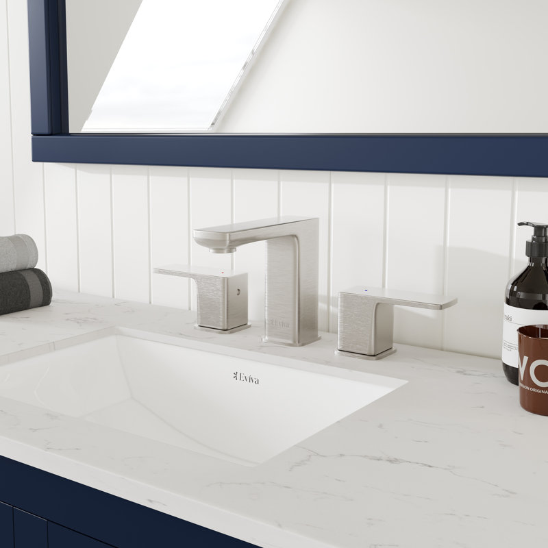 Eviva Moderna 2-Handle Waterfall Widespread Bathroom Faucet With Deckplate Included In Brushed Nickel