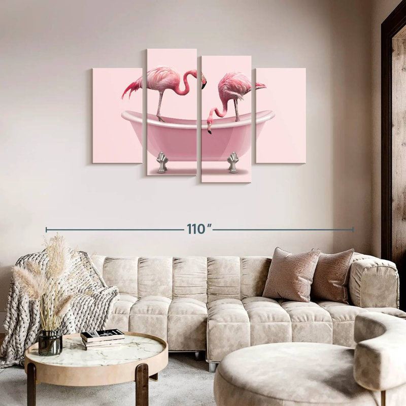 Baignoire flamants roses 4 pièces, H 48 po x l 75 po x P 1,25 po