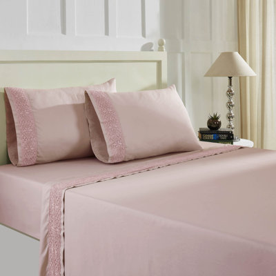 Rich Lace Hem Cotton Blend Sheet Set