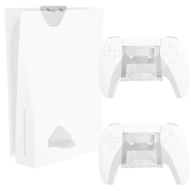 Support mural et sous le bureau blanc VIVO conçu pour la console PS5, 2 supports de contrôleur