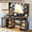 47-inch Pink Makeup Vanity Desk with LED Mirror, RGB Glass Cabinet, Power Outlet & 3 Drawers, 3 Lighting Modes, for Girls and Women-718799891