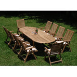 Tre 10 - Person Teak Wood Patio Dining Set with Oval Table