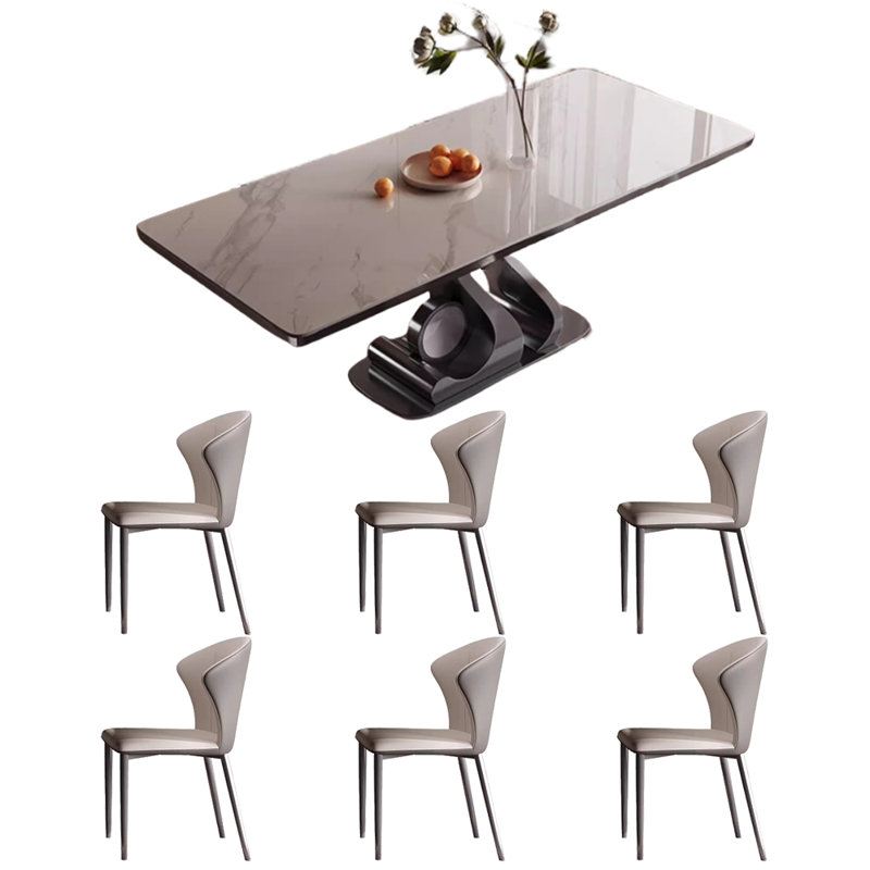 Table et chaises de salle à manger minimaliste moderne, H 29,5 po x L 78,7 po x l 35,4 po, Blanc