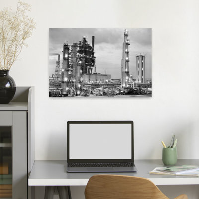 1950S Night Shot Of Oil Refinery Lights On Petrochemical Industry Gasoline Fossil Fuel Tidewater Oil Company Delaware Usa Classic Industrial Retro ...