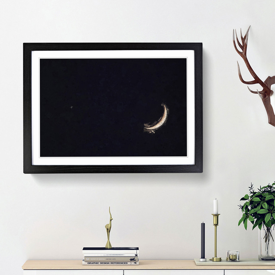 Crescent Moon & Planet Venus in Abstract - Picture Frame Graphic Art Print