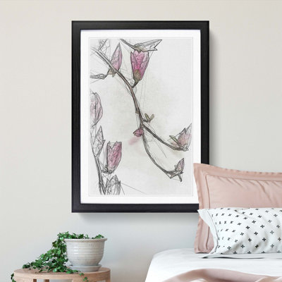 Pink Floral Flowers in Abstract - Picture Frame Graphic Art Print