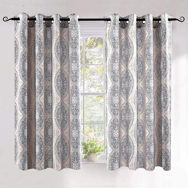 Ishpeming Room Darkening Curtain Pair, Beige/Gray, 52" W x 54" L