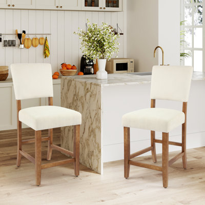 Farisa Upholstered Counter Stool with Solid Wood Frame