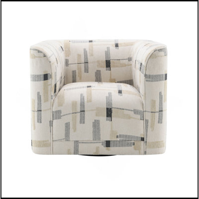 Beige Pattern Fabric Chair W/Swivel