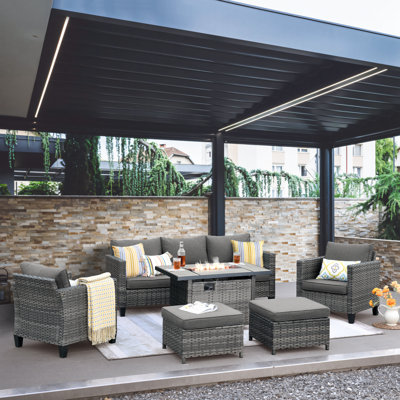 Allcot Rattan Sectional Seating Group with Cushions