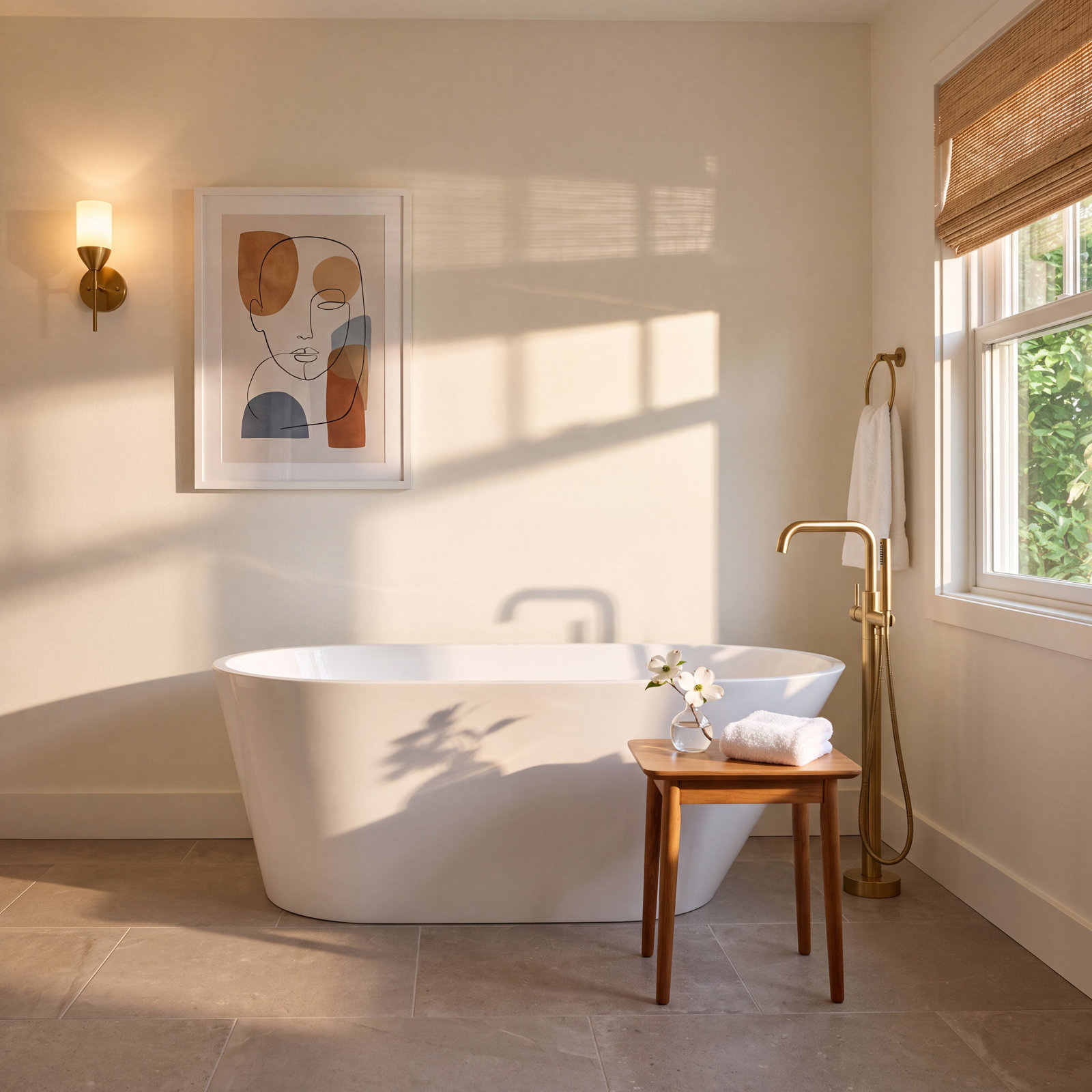 Brazn 66" Freestanding Soaking Acrylic Bathtub, White