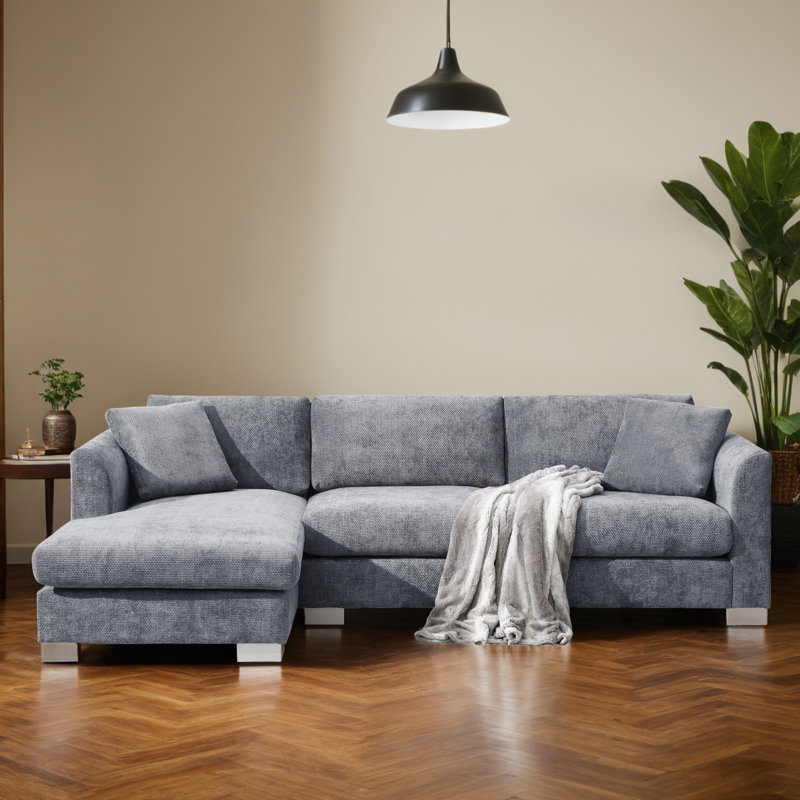 Canapé modulaire 96 po en forme de L faisant face à la gauche pour le salon, Gris chenille