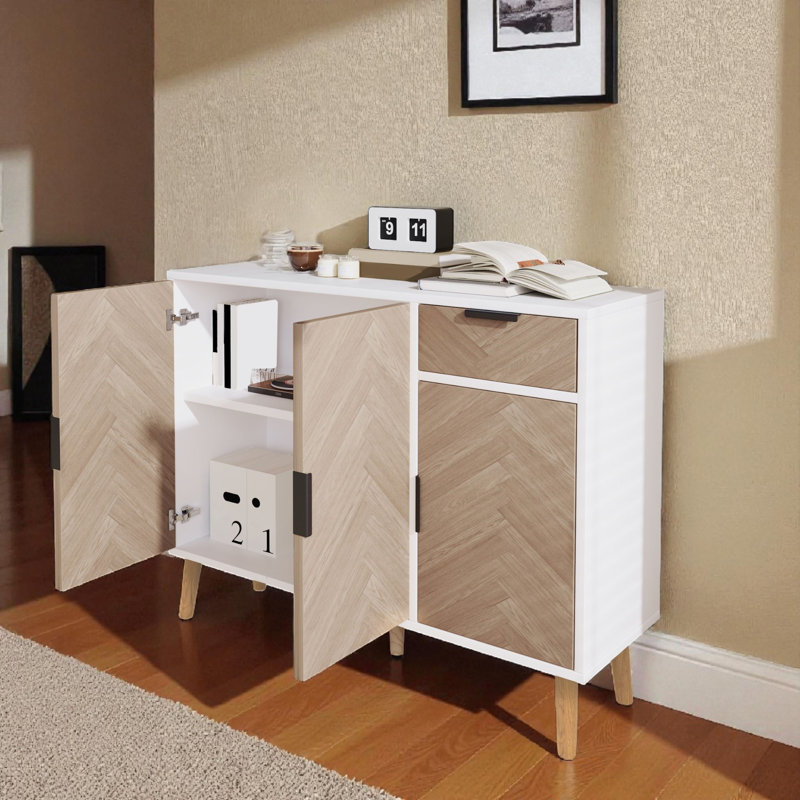 Buffet avec tablettes réglables, Blanc