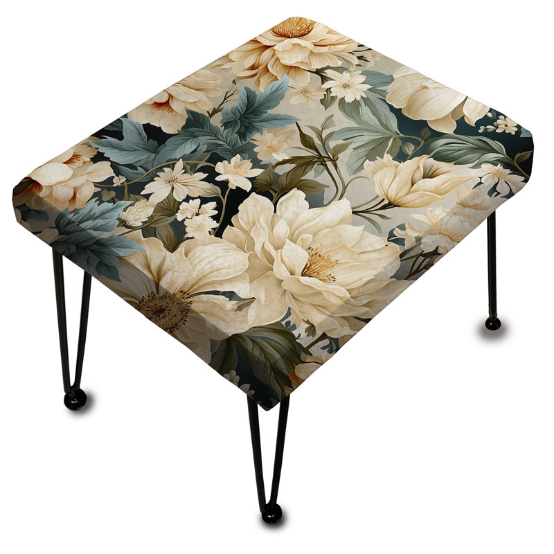 Delicate Peony Blooming Collage - Repose-pieds rectangulaire floral