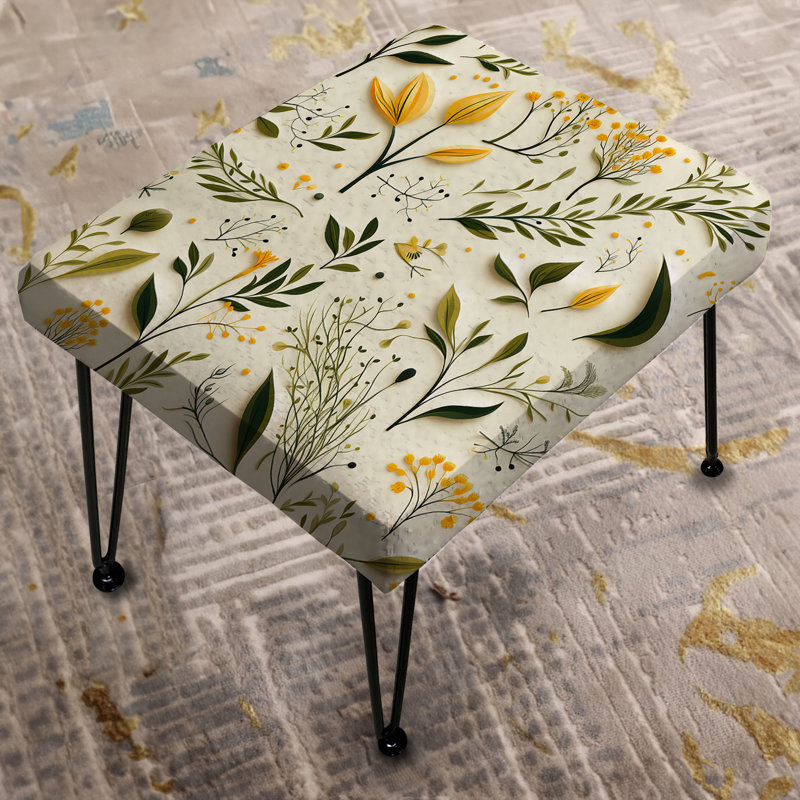Yellow And Green Floral Simplicity - Floral Rectangle Ottoman
