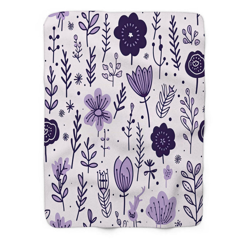 Plum Petal Parade - jeté de qualité supérieure en sherpa 1 pièce, L 60 po x L 80 po