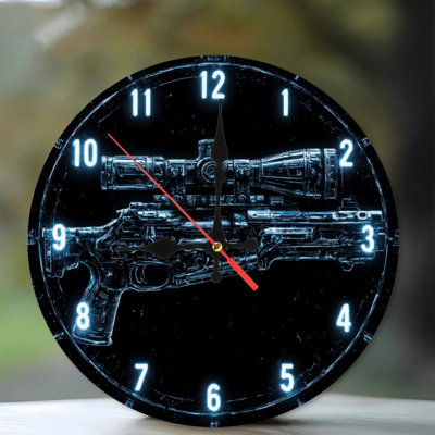 Clock Face With Sci-Fi Rifle