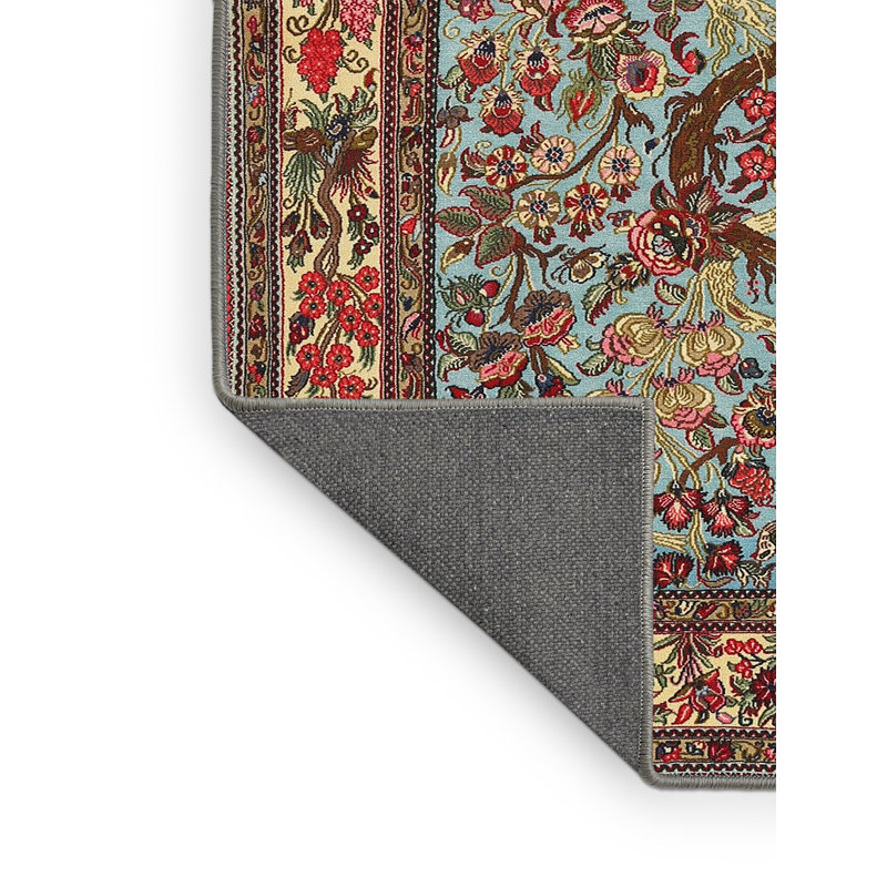 Tapis rouge/bleu/ivoire traditionnel Lache, Rectangle 7 pi x 9 pi