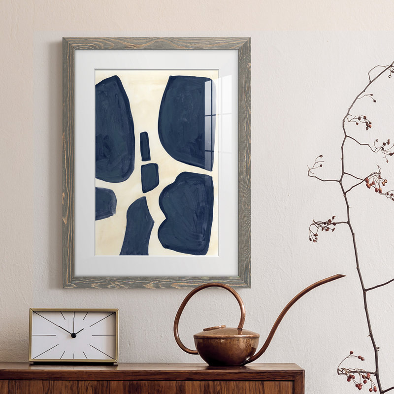 Pièces bleues II - peinture encadrée, H 43,5 po x l 31,5 po x P 1 po, Cadre gris