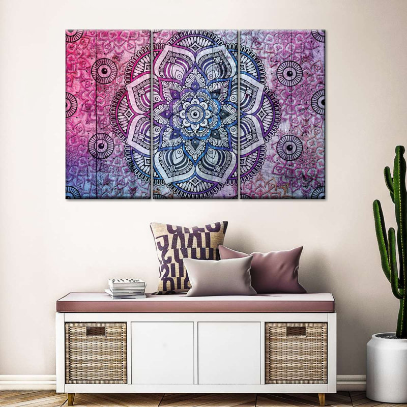 Mandala rose, ensemble de 3 impressions sur toile, 3 pièces par NirvanaDesigns, H 20 po x l 33 po x P 1,25 po