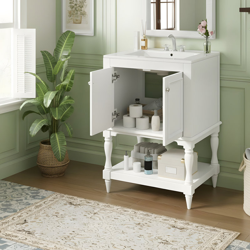 Meuble-lavabo moderne de luxe 24 po, Blanc