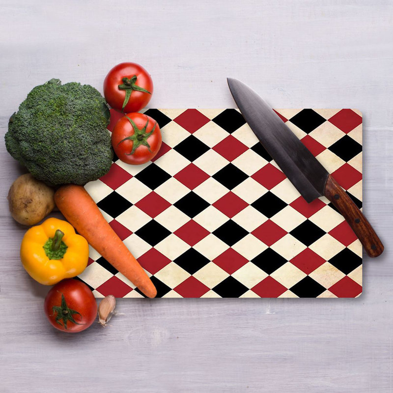 Flourish Tempered Glass Cutting Board, 7.9 x 11.8 inches | 100% Antibacterial, Easy-Clean Surface, Non-Slip Silicone Feet | Perfect for Food Prep & Serving, Durable & Stylish Kitchen Essential, Not Dishwasher Safe