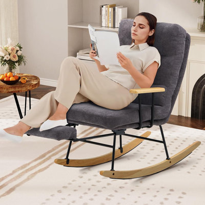 Chair For Bedroom Modern Grey Teddy Gliding Rocking Chair With