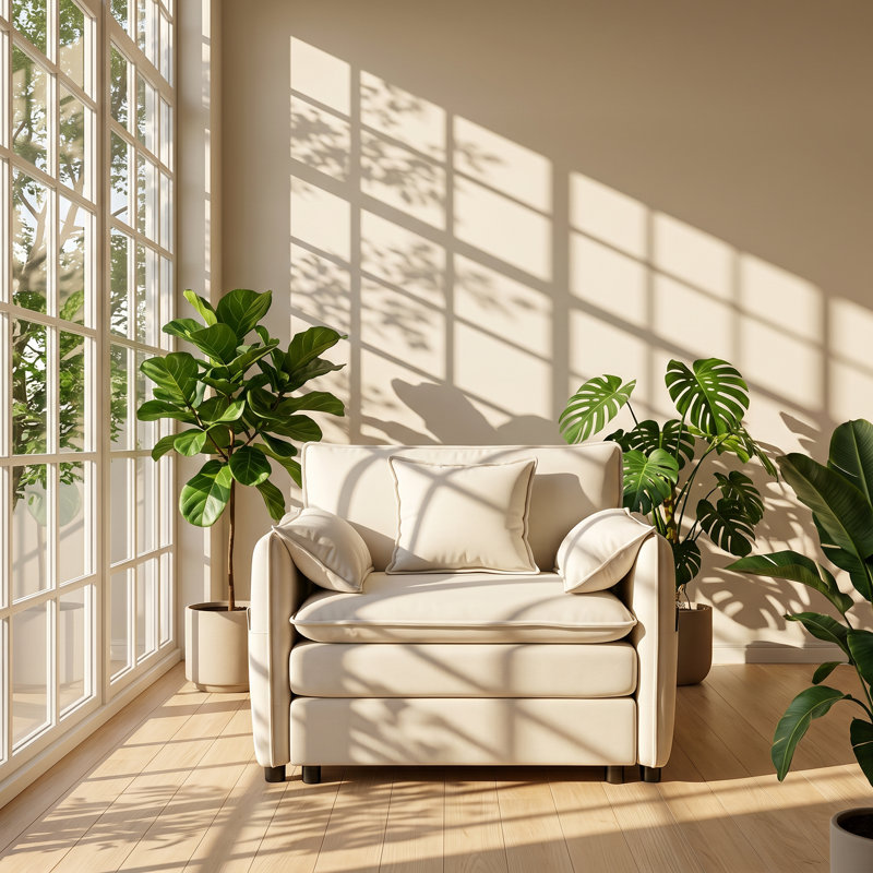 Fauteuil modulaire à 1 tiroir en chenille l 41,73 po x P 33,86 po SKYMALL, Beige Chenille, 1