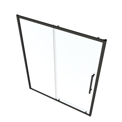 50 - 54" W X 72" H Shower Door, Matted Black, 1/4" Tempered Glass, Nano Easy Clean, Protective Film, Magnetic Closure, Sliding Black Finish, Universal Handle, Stable