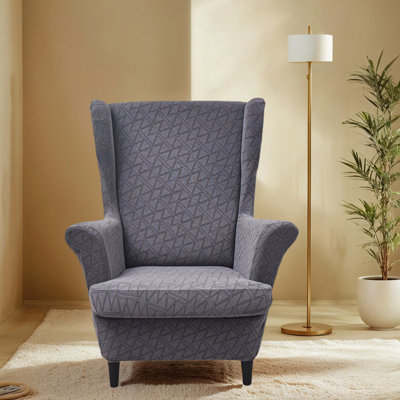 Furniture Protector Slipcovers For Wingback Chairs, 2-Piece Stretch T-Cushion Covers, Anti-Pilling, Elastic Bottom Fit, Machine Washable