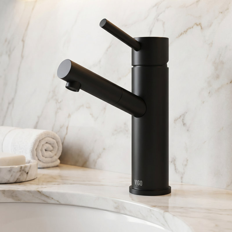 Noma 8" H Single Handle Single Hole Bathroom Faucet, Matte Black