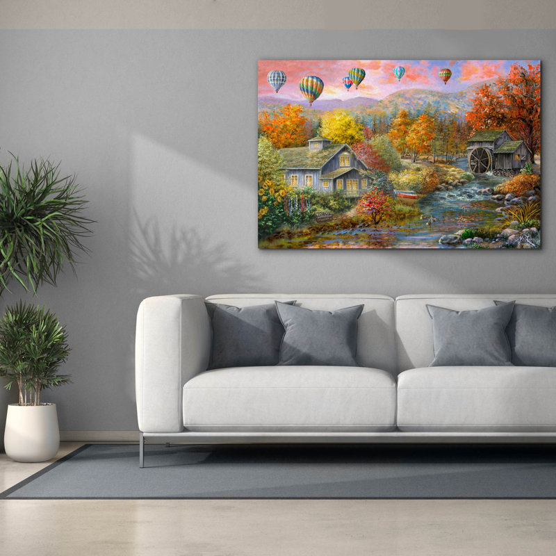 «Autumn Creek Mill» par Nicky Boehme, art mural sur toile, L 60 po x H 40 po