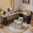 Brown L-Shaped Solid Wood + Iron desk-108066728-108066733