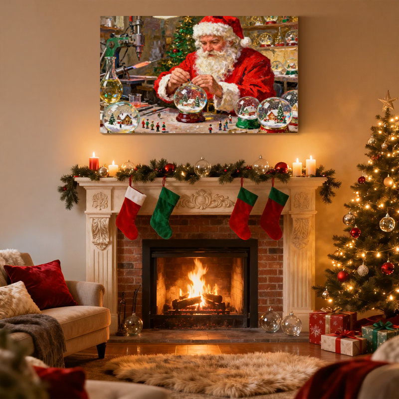 Christmas Christmas Crafting Snow Globes, ensemble de 3 toiles d'art sur toile, H 16 po x l 24 po