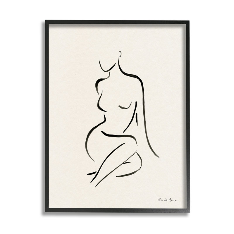 Minimal Nude Outline par Farida Zaman, Giclée encadrée noir minuit, H 20 po x l 16 po x P 1,5 po