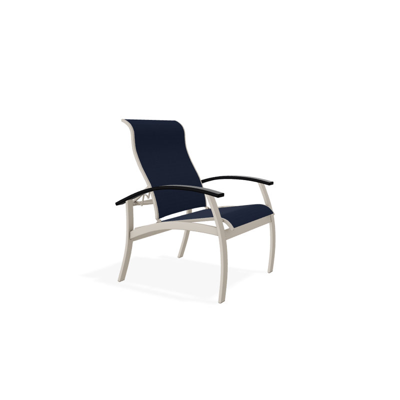 Chaise de patio Askar, Bleu marine 13D Sunbrella®, Noir, Désert texturé