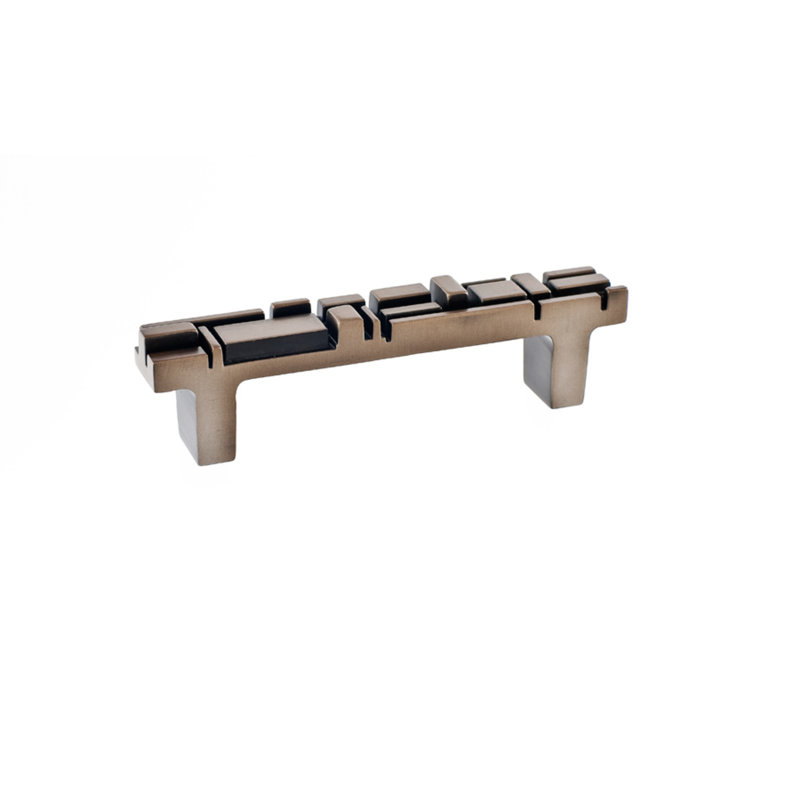 Offset 3 3/4" Center to Center Bar Pull, Antique Brass
