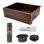 30" Hammered Copper Kitchen Apron Single Basin Sink with Matching Drain and Accessories