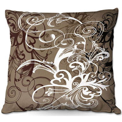 Couch Coffee Flowers 1 Tan Throw Pillow