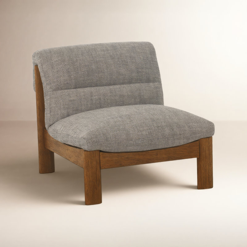 Pierce Accent Slipper Chair, Ash Mélange Basketweave