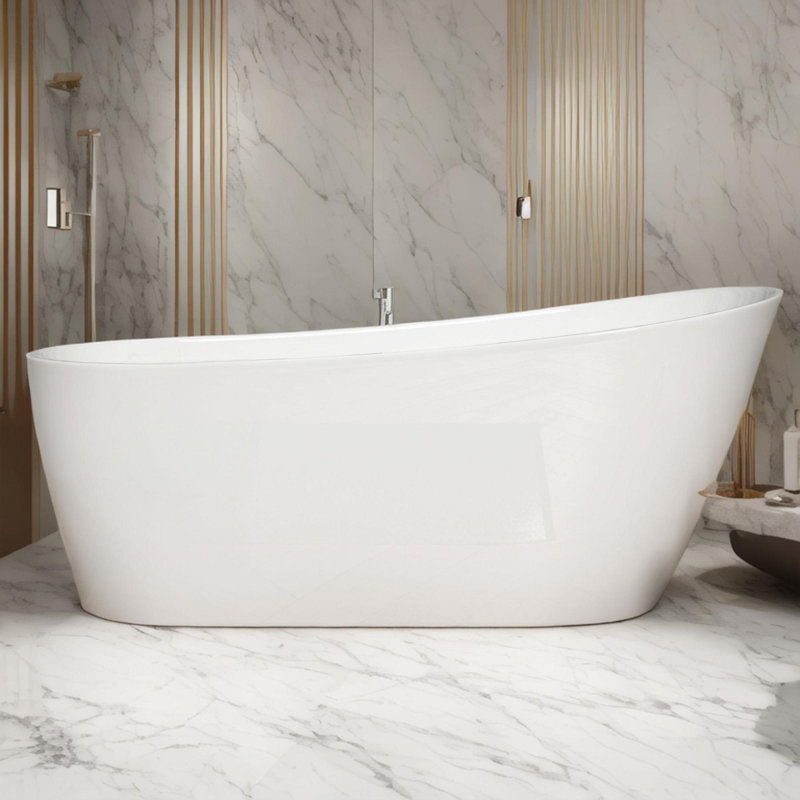 55'' x 27.55'' Freestanding Soaking Acrylic Bathtub