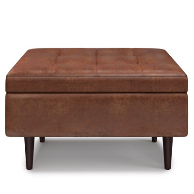 Shay 26'' Wide Faux Leather Tufted Square Storage Ottoman