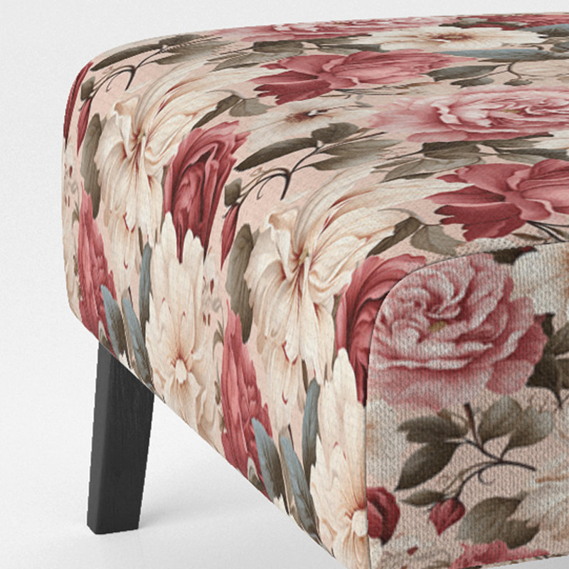 Rustic Victorian Brocade Victorian Motif - Chaise d'appoint de chalet rembourrée à motif floral