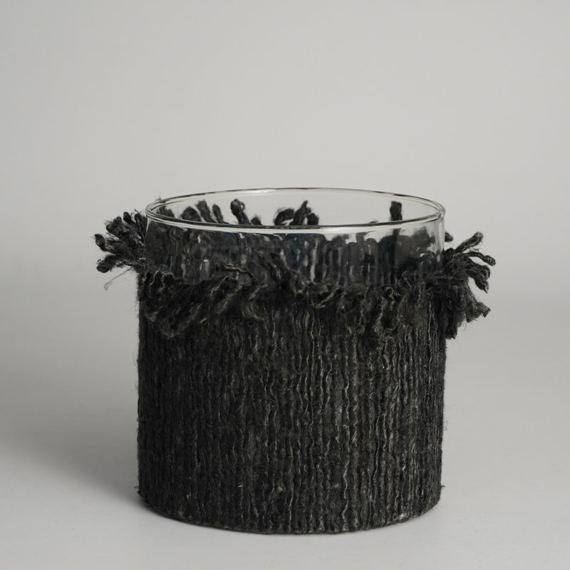 Porte-votive de table en verre, H 6 po x l 6 po, Gris foncé
